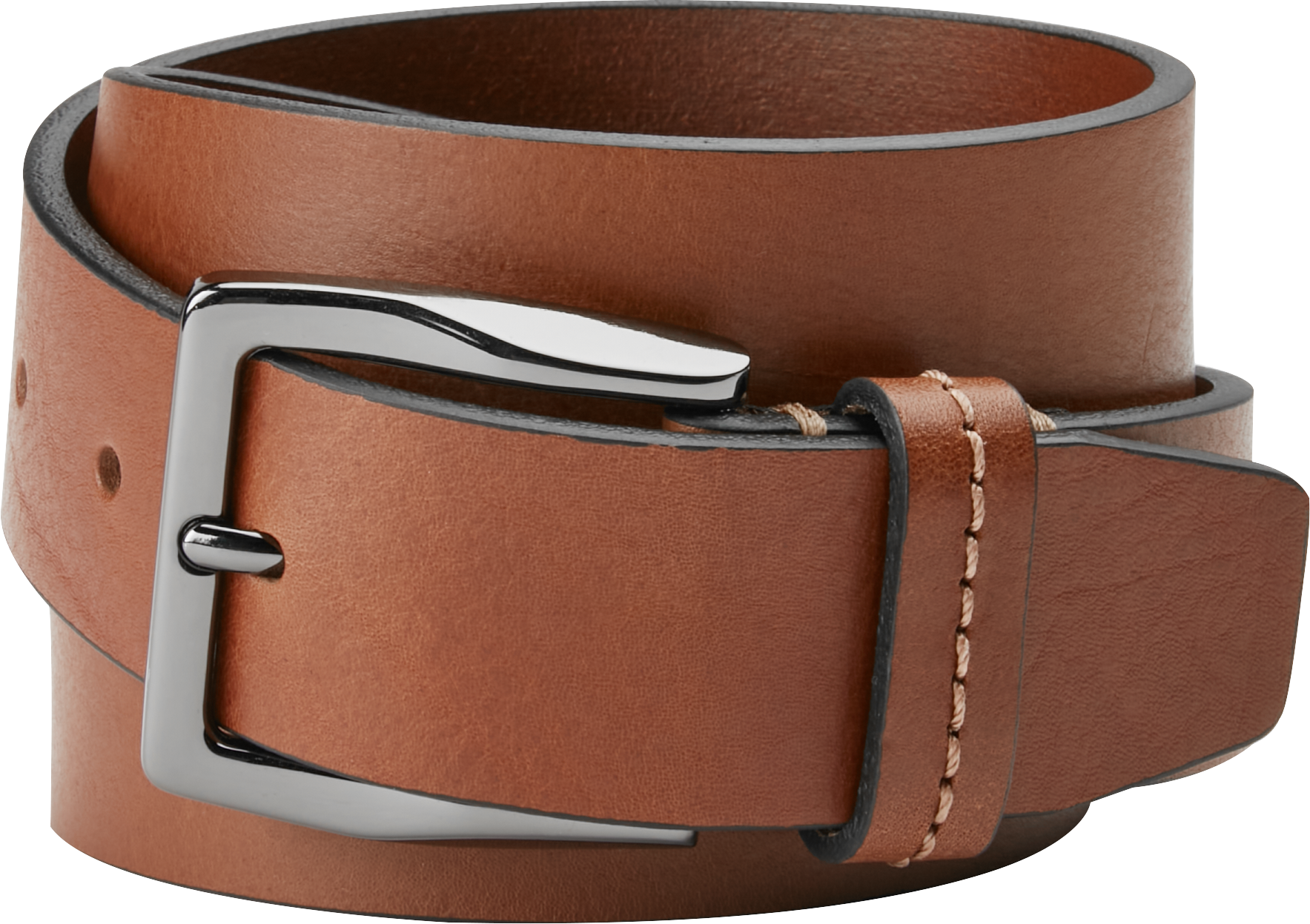 Mens - Joseph Abboud Leather Belt, Cognac - Men's Wearhouse