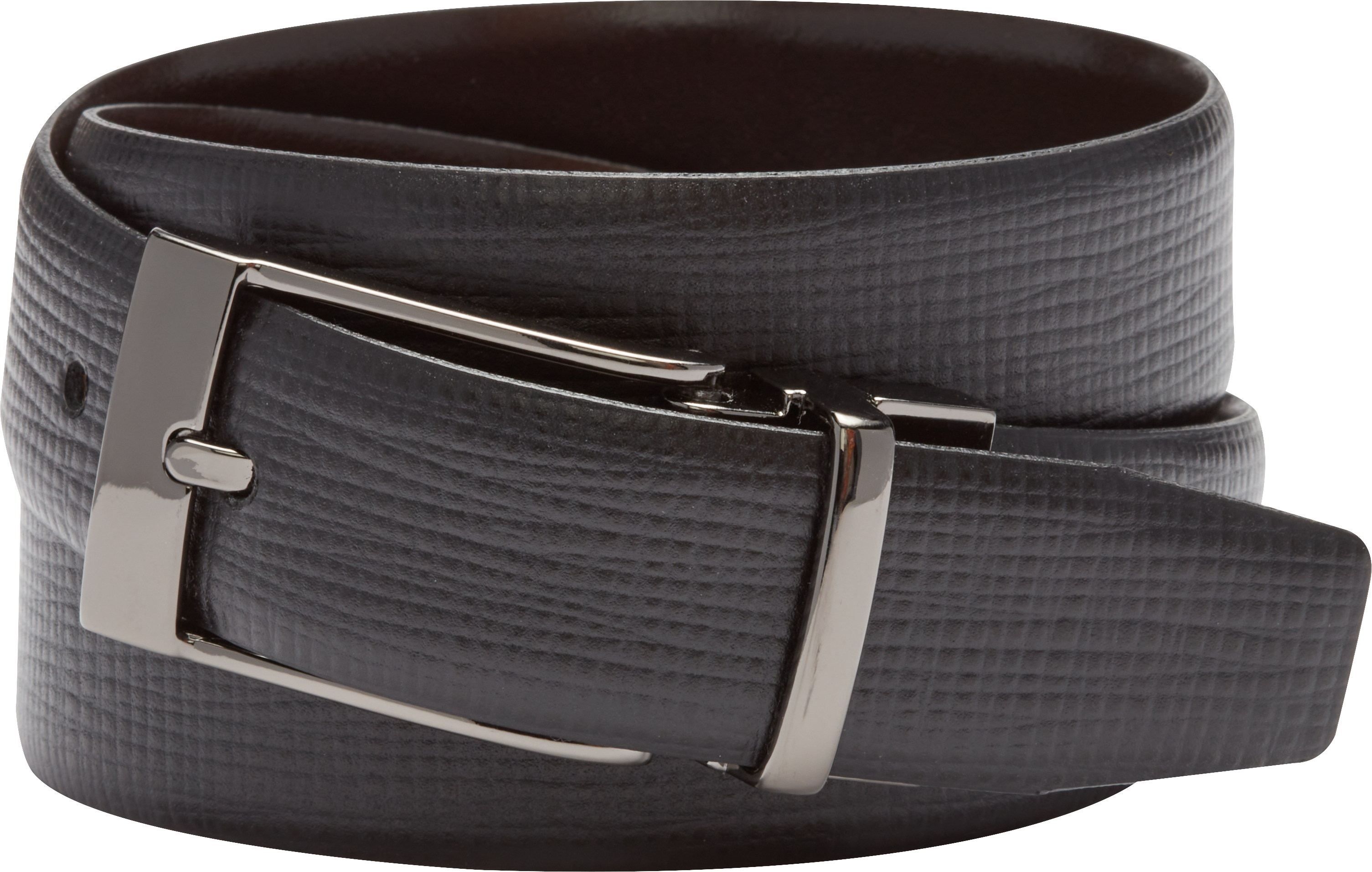 Joseph Abboud Feather Edge Reversible Textured Leather Belt, Black