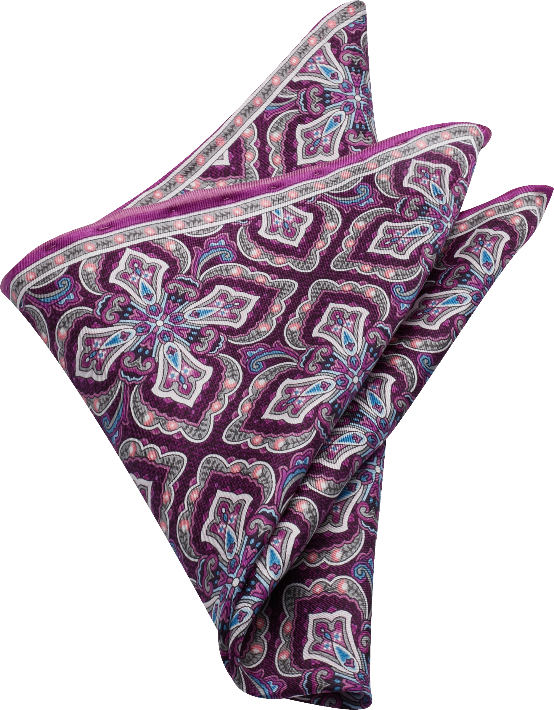 Pronto Uomo Pocket Square, Purple Oversized Medallion