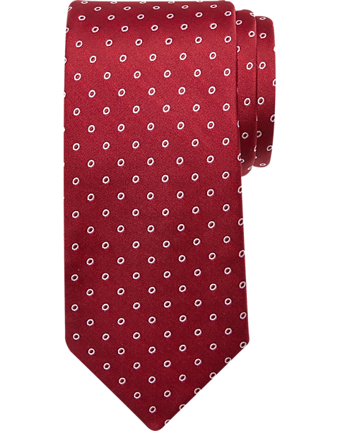 Michael Strahan Narrow Tie, Red Stylized Dot