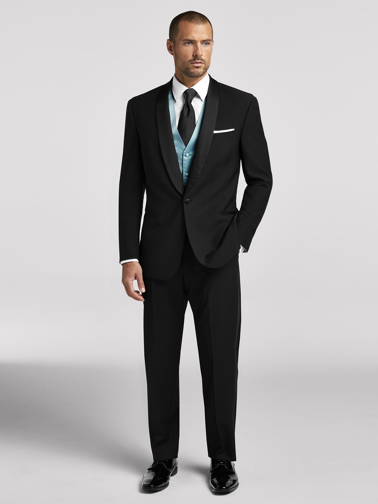 Black Shawl Lapel Tuxedo by Calvin Klein | Tuxedo Rental | Men's Wearhouse