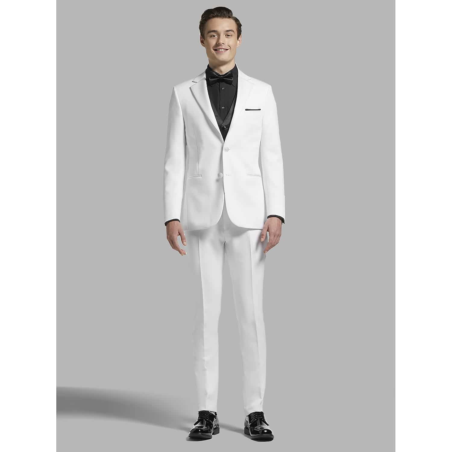 Pronto Uomo Men’s White Notch Lapel Suit Jacket in Solid White/Ivory – Modern Formal Blazer for Weddings, Proms and Special Events