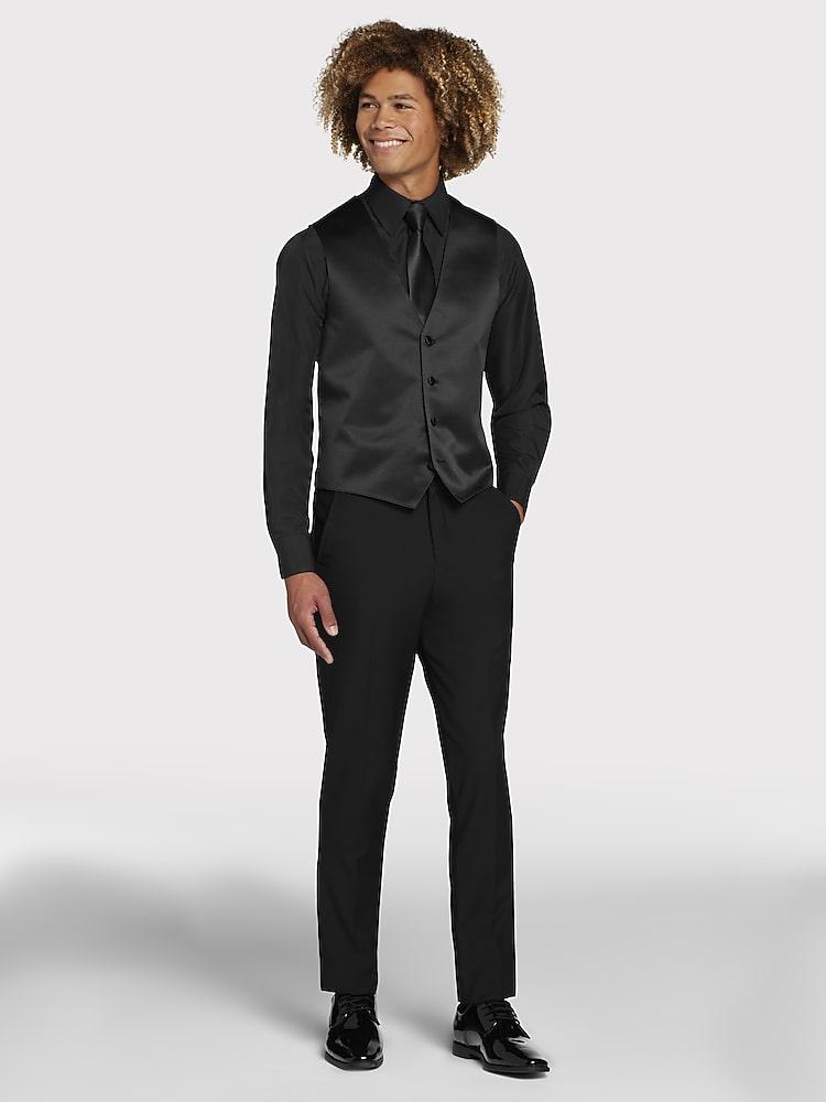 Pronto Uomo Black Notch Lapel Tuxedo, Black | Tuxedo Rental