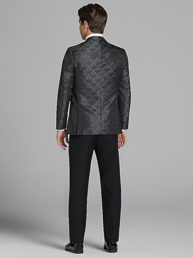 Egara Charcoal Gray Jacquard Dinner Jacket Tux