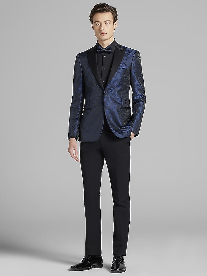 Egara Blue Jacquard Dinner Jacket Tux