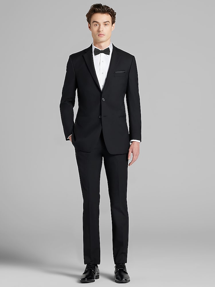 Pronto Uomo Black Notch Lapel Suit, Black | Suit Rental | Men's
