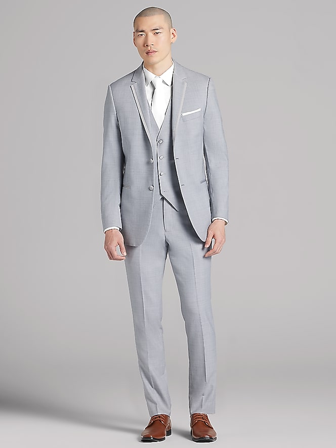 Joseph Abboud Light Gray Satin Edged Notch Lapel Tux
