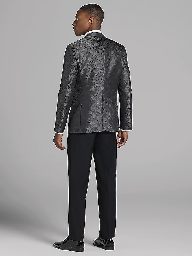 Egara Charcoal Gray Jacquard Dinner Jacket Tux