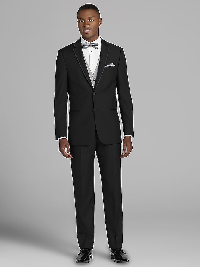 Calvin Klein Black Satin Edged Notch Lapel Tux