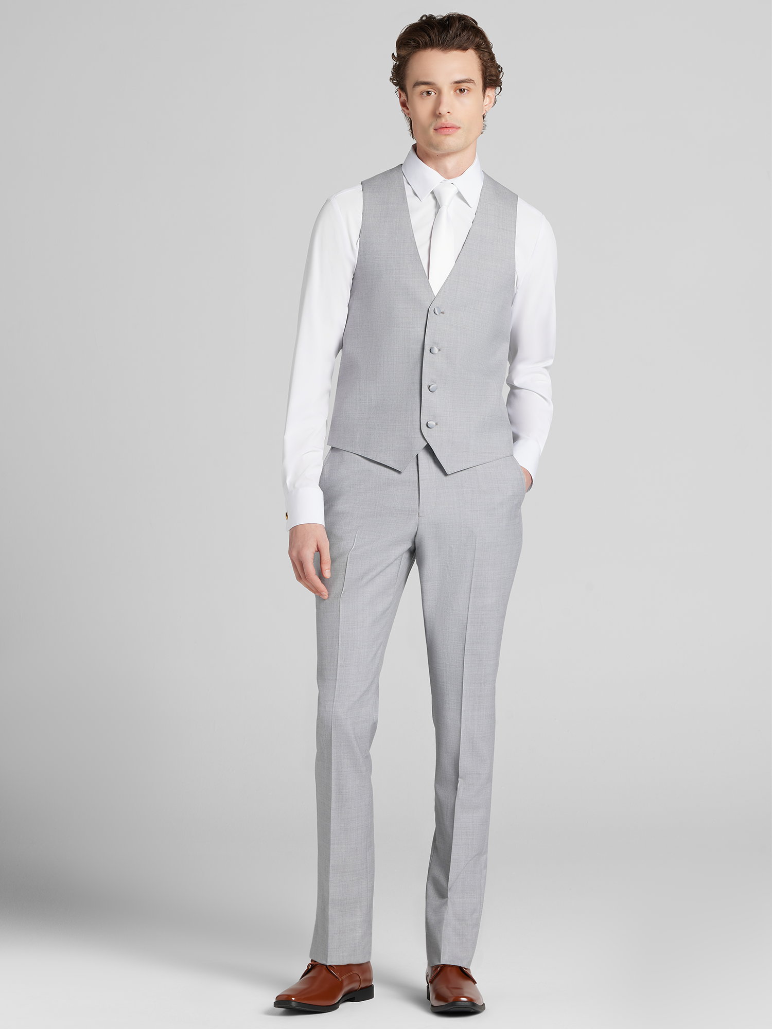 Joseph Abboud Joseph Abboud Light Gray Performance Wool Tuxedo
