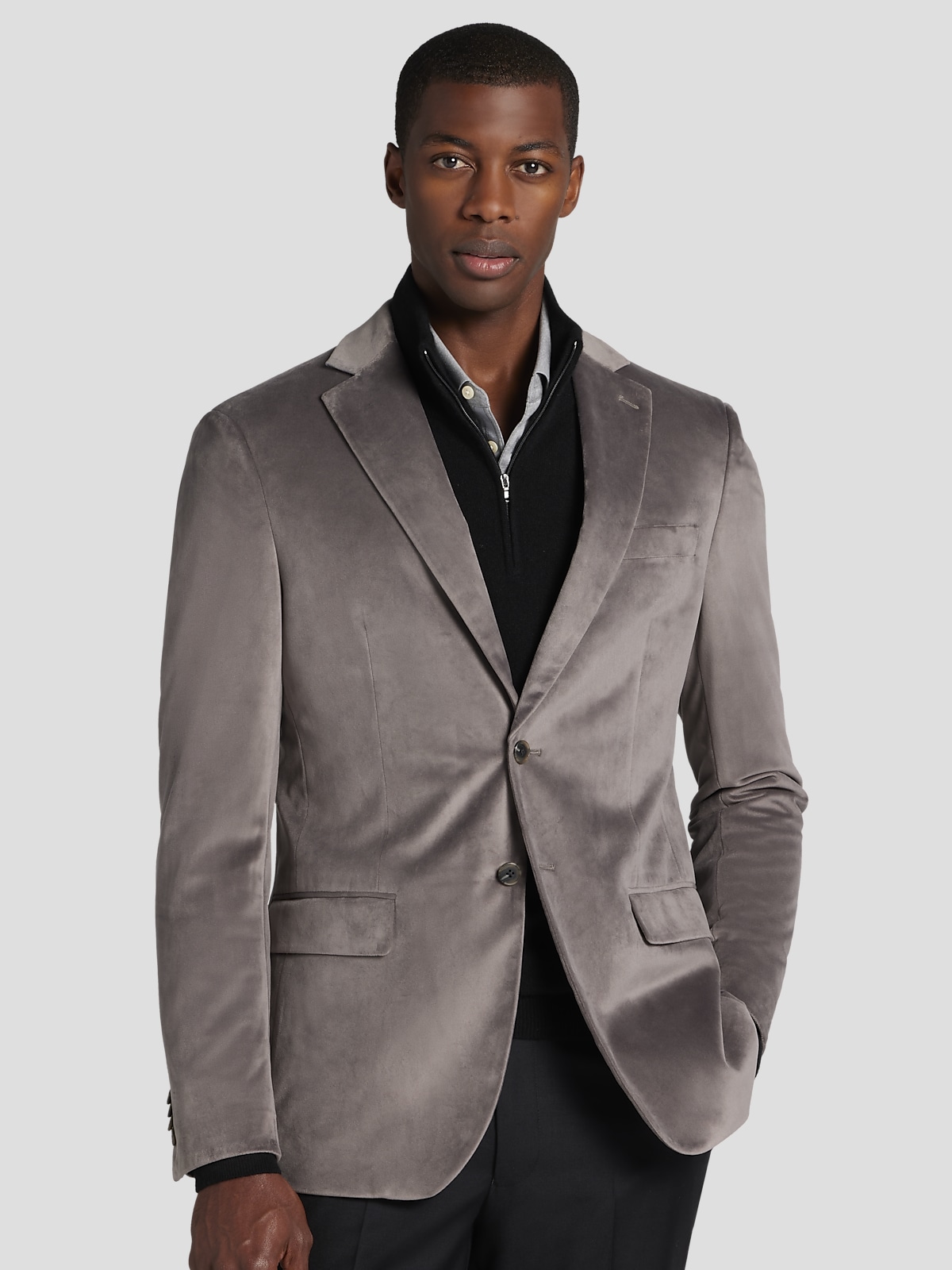 Grey velvet tuxedo jacket clearance