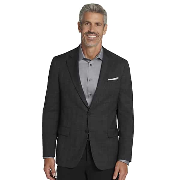 Awearness Kenneth Cole Big & Tall Men's CHILLFLEX Modern Fit Plaid Sport Coat Dark Grey Plaid - Size: 52 Regular TMW10BV52266