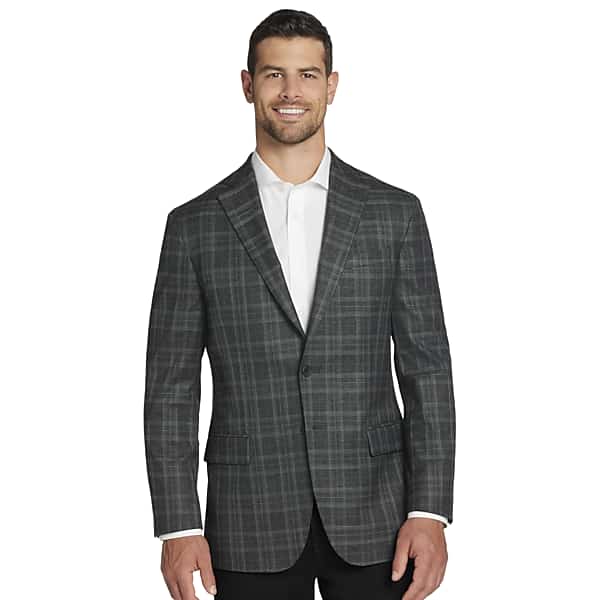 Awearness Kenneth Cole Men's Modern Fit Plaid Sport Coat Grey/Purple Plaid - Size: 40 Regular