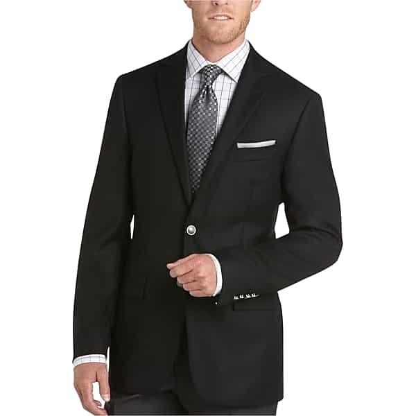 Joseph Abboud Men's Modern Fit Wool Blazer Black - Size: 46 Short TMW10M646102