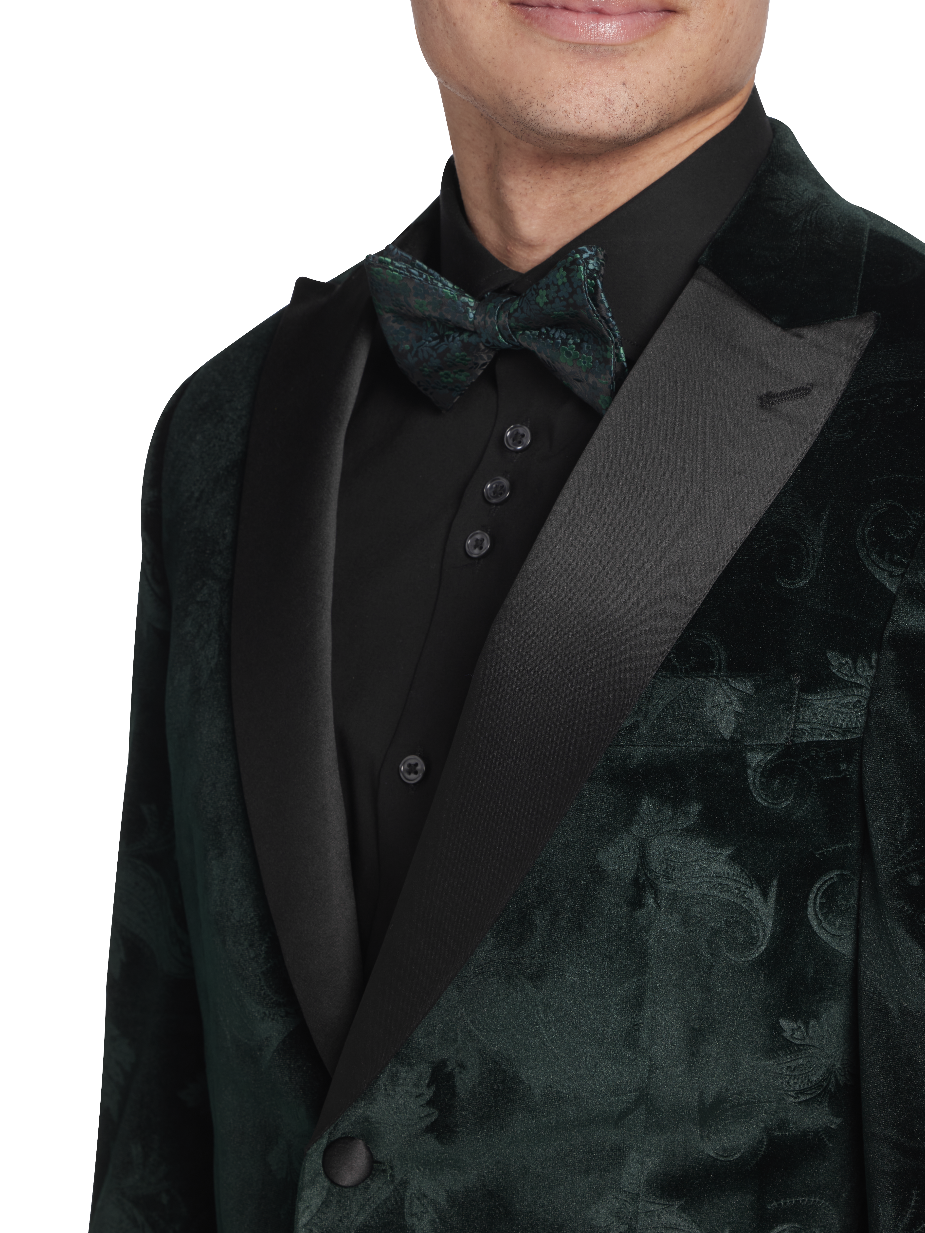 Slim Fit Embossed Velvet Paisley Dinner Jacket