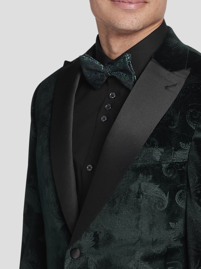 Egara Slim Fit Embossed Velvet Paisley Dinner Jacket