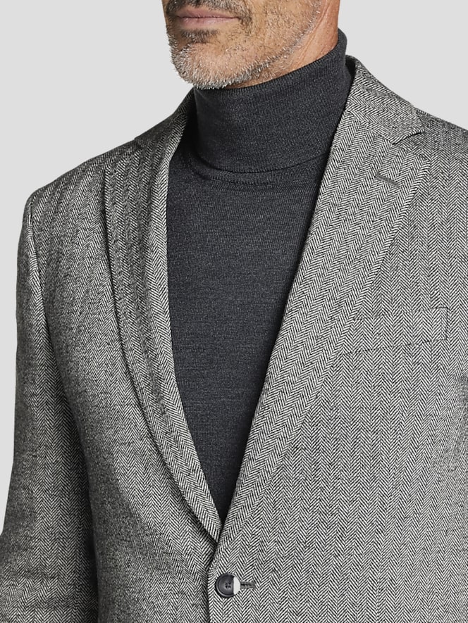 ★23FW新作★KIRSH★COLLECTION HERRINGBONE OVER FIT HALF COAT Nathan Coat | Harris Tweed Wide Herringbone, Charcoal