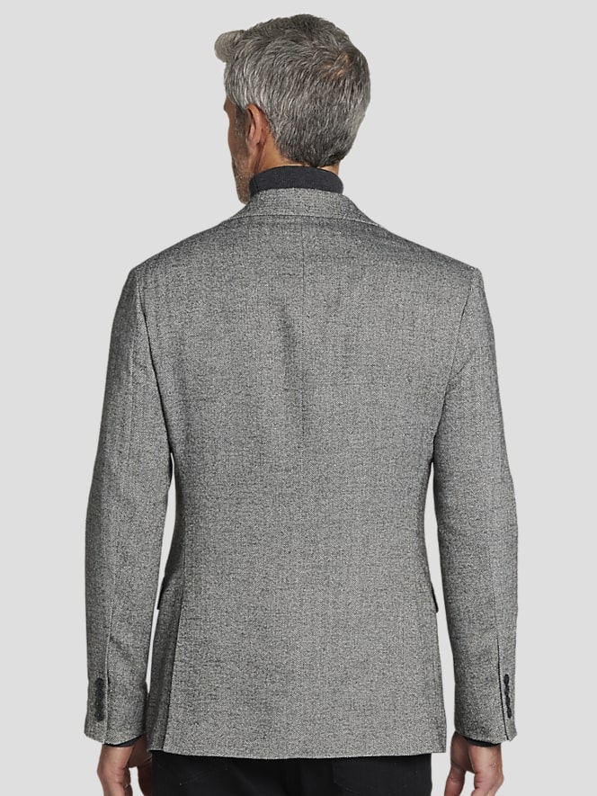 [ KIRSH ]★COLLECTION HERRINGBONE OVER FIT HALF COAT Nathan Coat | Harris Tweed Wide Herringbone, Charcoal