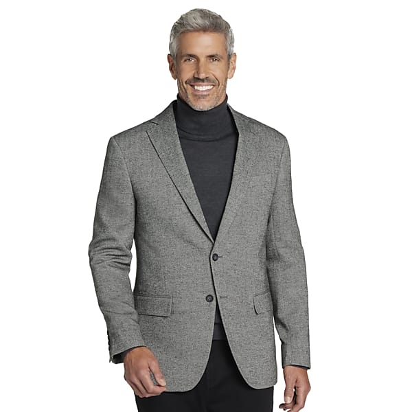 Pronto Uomo Men's Modern Fit Herringbone Sport Coat Grey Bone - Size: 42 Long - Only Available at Men's Wearhouse TMW10ZB42384