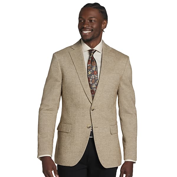 Pronto Uomo Men's Modern Fit Herringbone Sport Coat Tan Bone - Size: 38 Regular - Only Available at Men's Wearhouse TMW10ZB38285