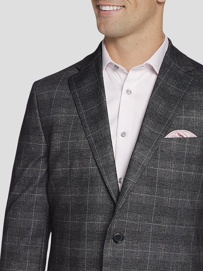 Michael Strahan Classic Fit Plaid Knit Sport Coat