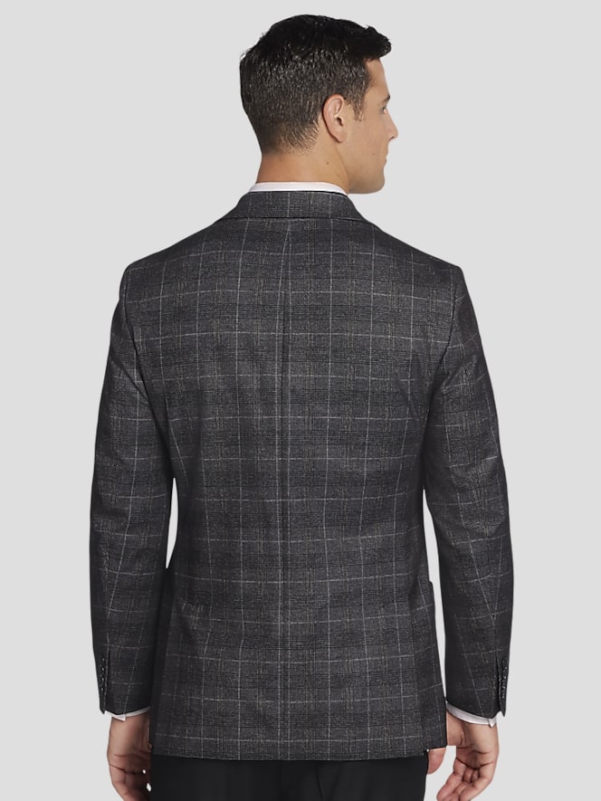 Michael Strahan Classic Fit Plaid Knit Sport Coat