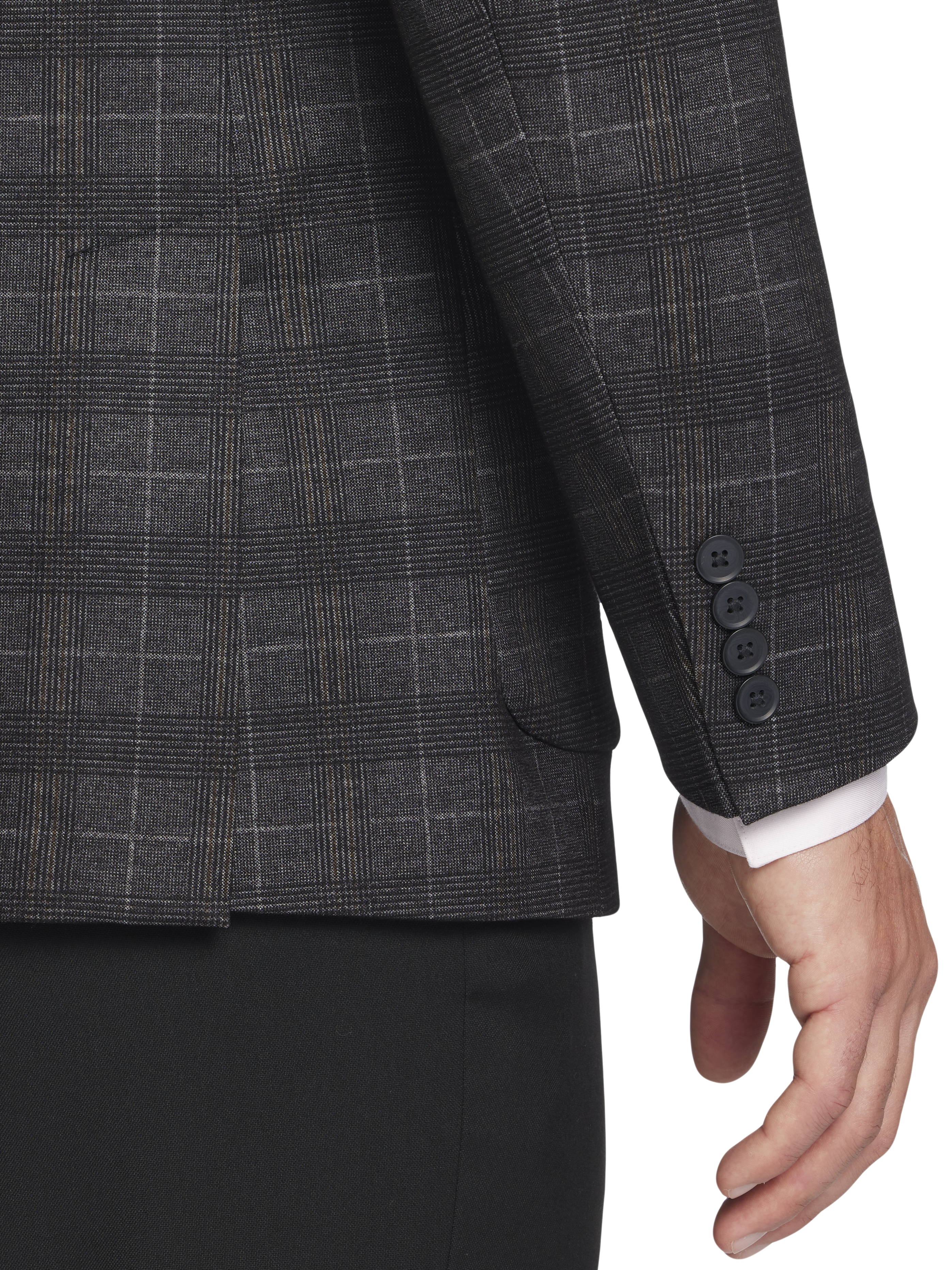 Classic Fit Plaid Knit Sport Coat