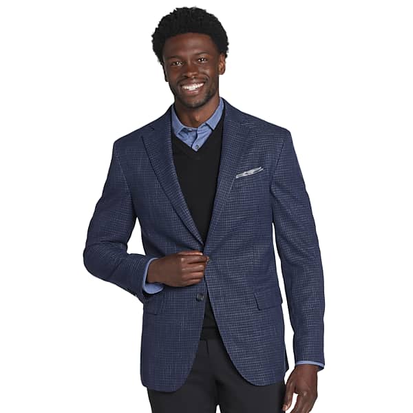 Awearness Kenneth Cole Men's Modern Fit Check Sport Coat Blue Check - Size: 44 Regular TMW11B044292