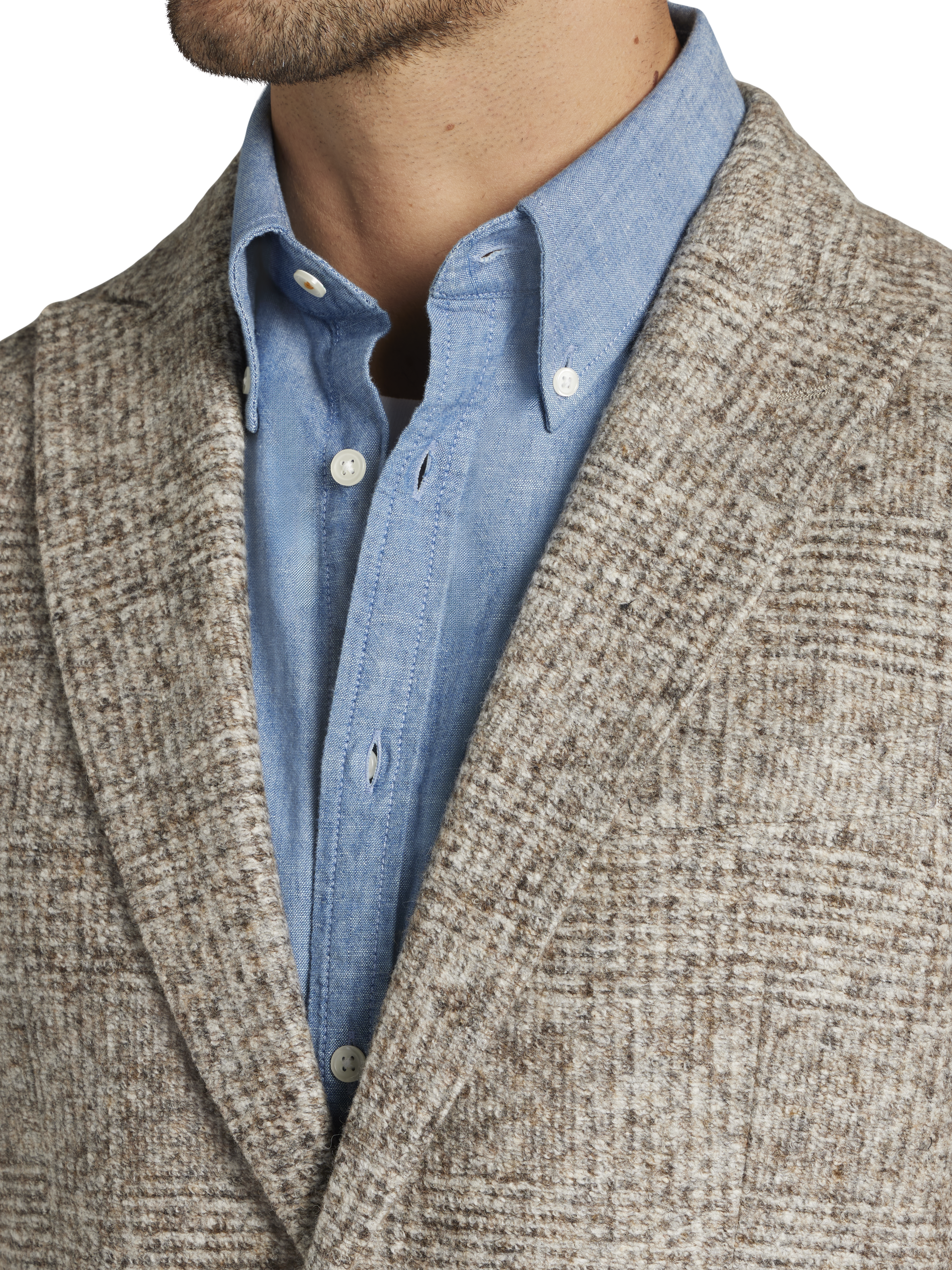 Slim FIt Wool Blend Knit Plaid Sport Coat