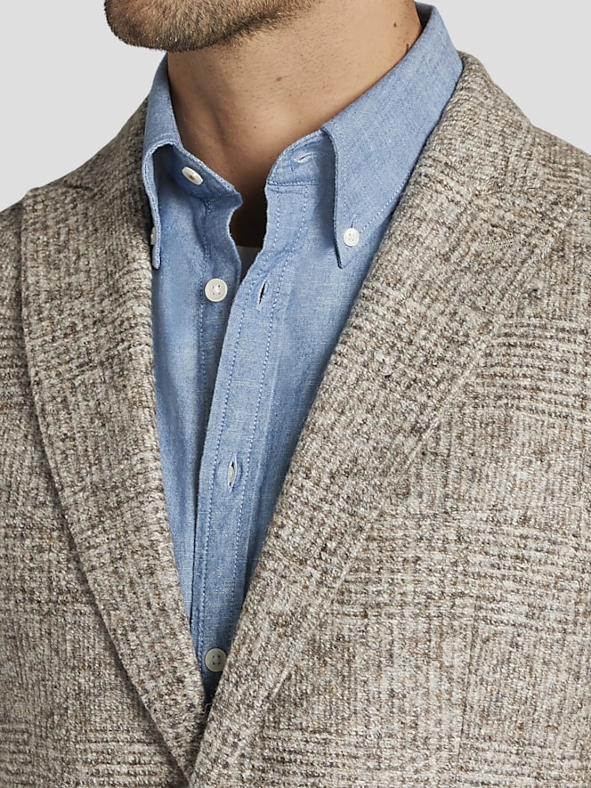 Joseph Abboud Slim FIt Wool Blend Knit Plaid Sport Coat