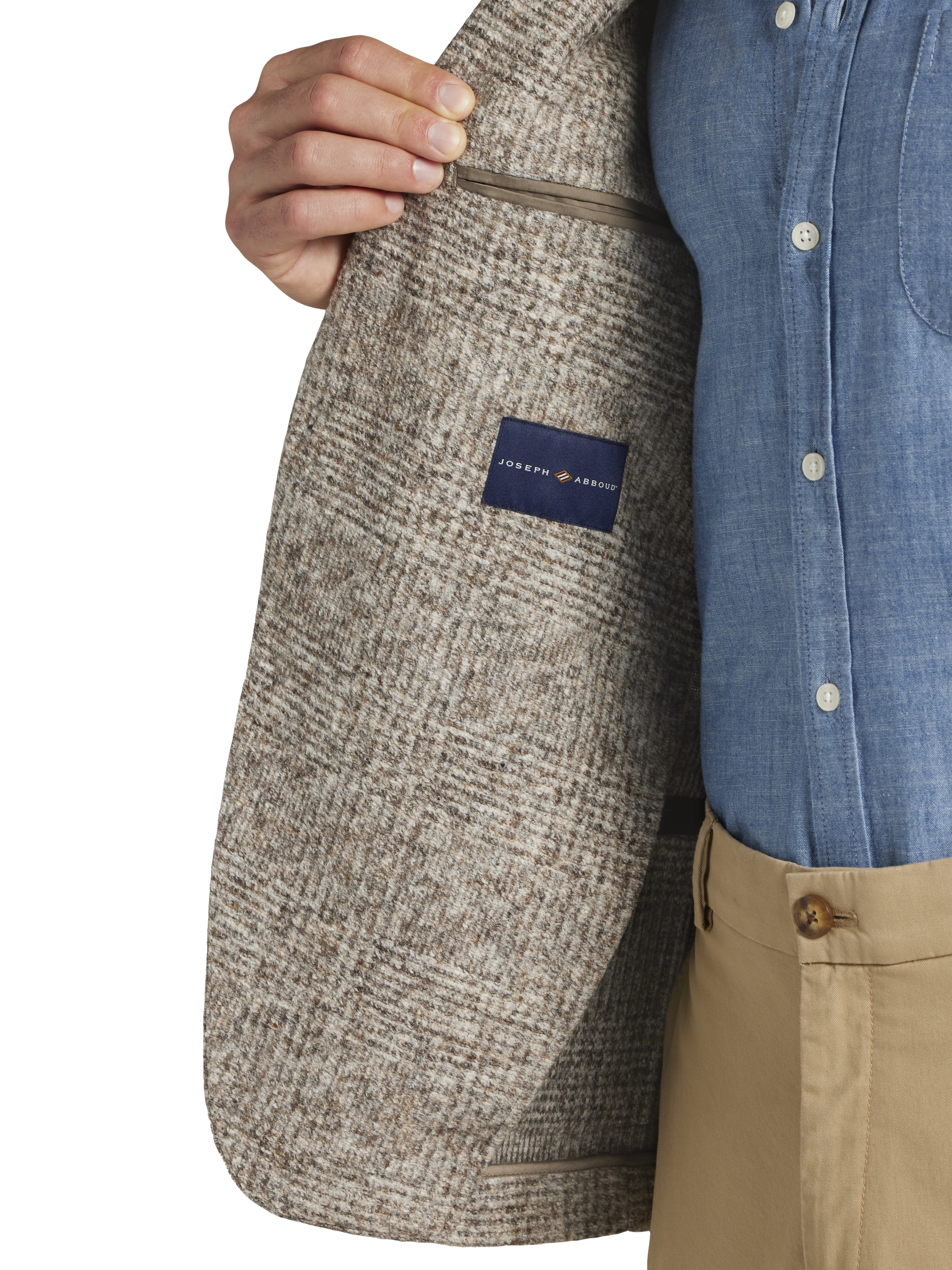 Slim FIt Wool Blend Knit Plaid Sport Coat