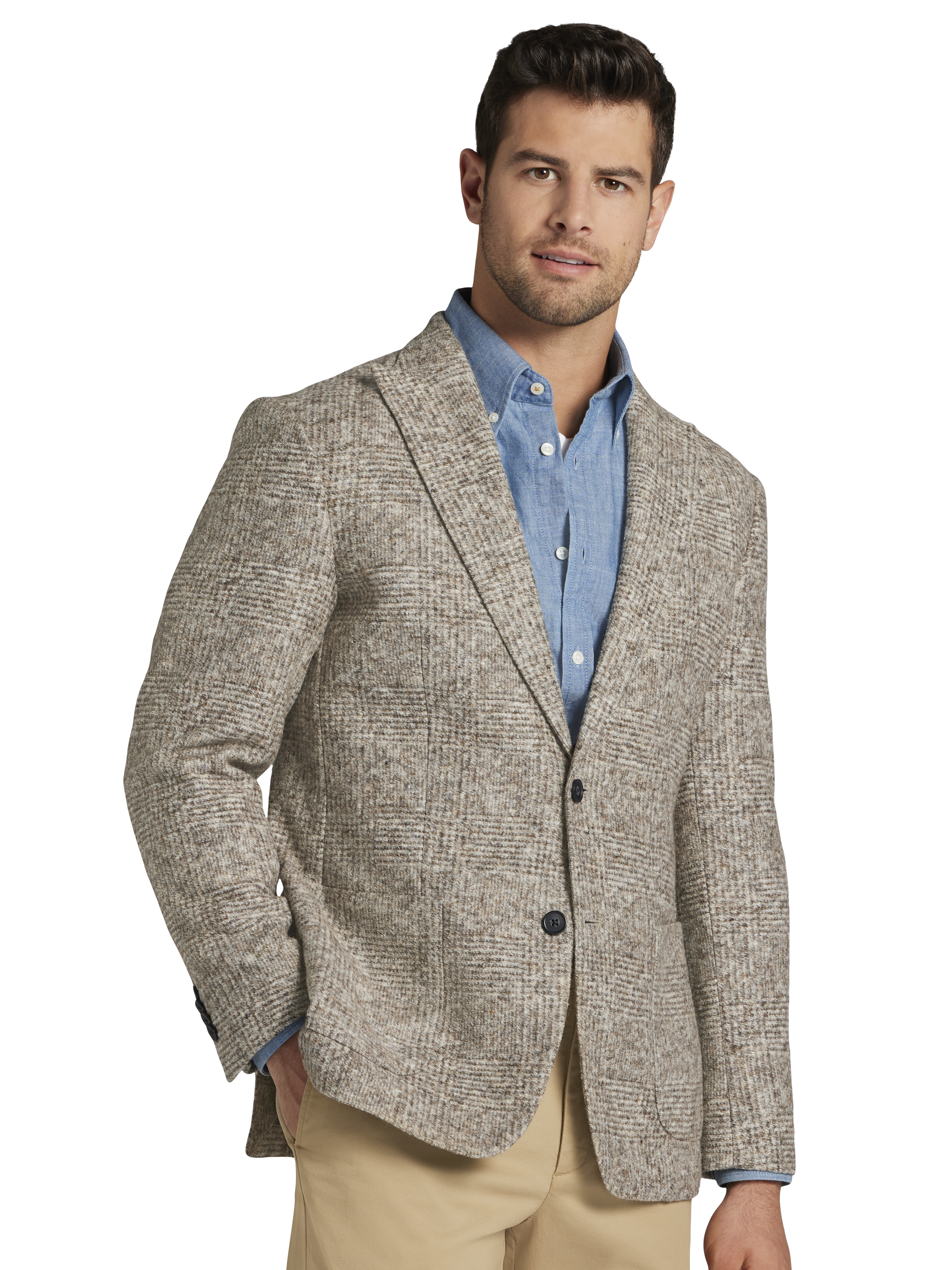 Joseph Abboud Slim FIt Wool Blend Knit Plaid Sport Coat