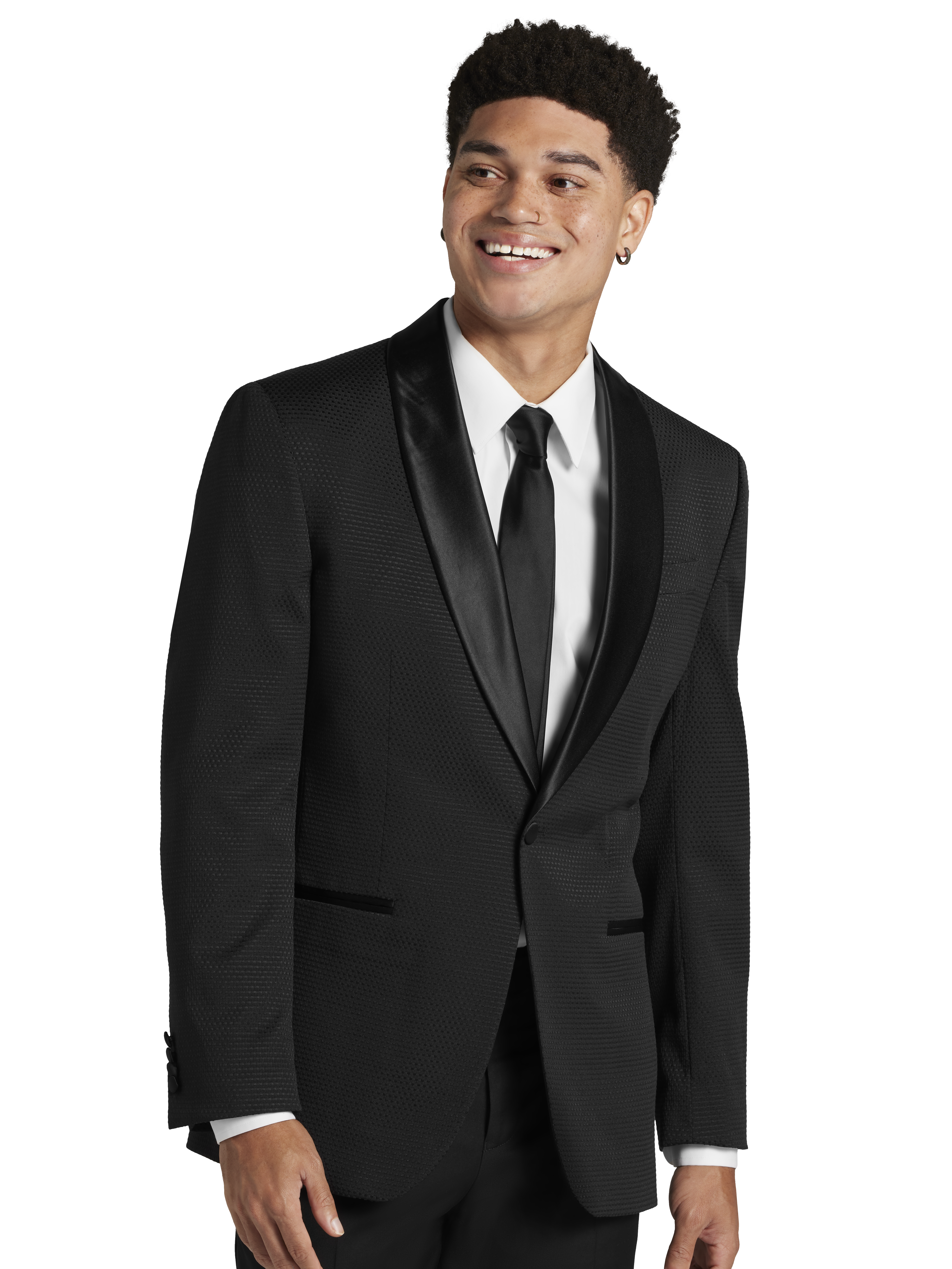 Slim Fit Single-Button Dobby Formal Sport Coat