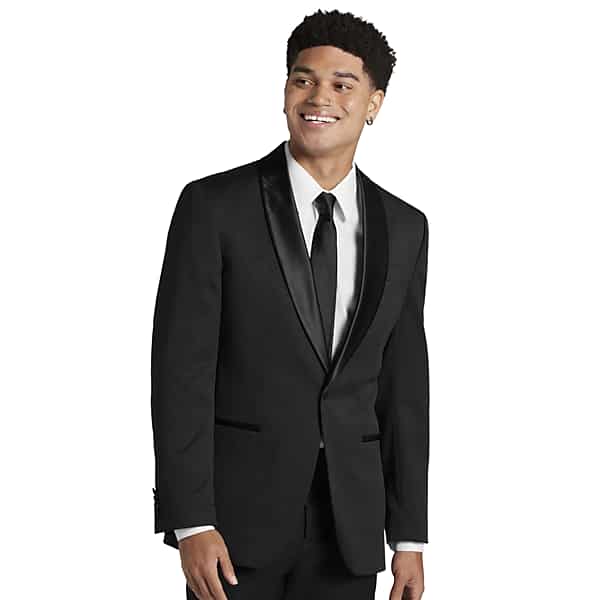 Egara Men's Slim Fit Single-Button Dobby Formal Sport Coat Black Tic - Size: 36 Regular TMW11B836280