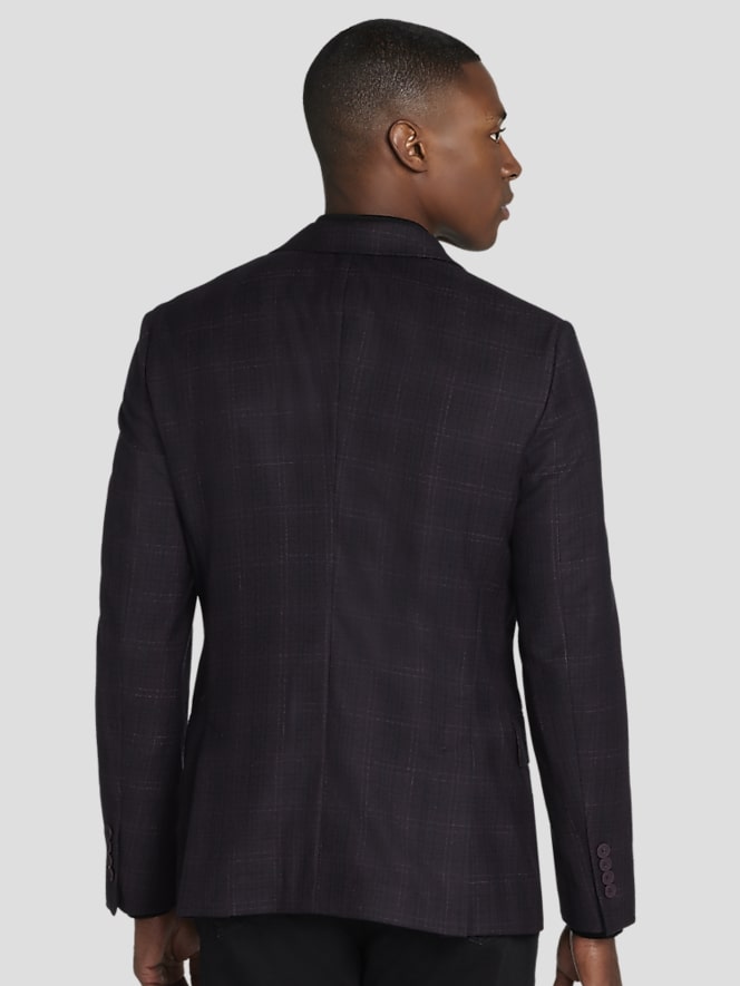 Calvin Klein Slim FIt Wool Blend Plaid Sport Coat
