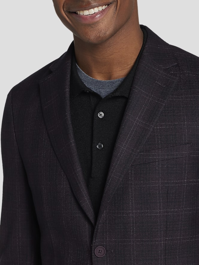Calvin Klein Slim FIt Wool Blend Plaid Sport Coat
