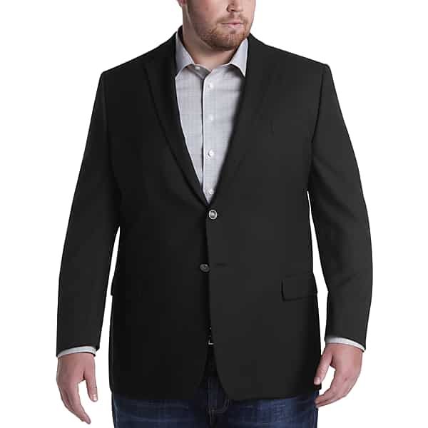 Joseph Abboud Big & Tall Men's Executive Fit Notch Lapel Blazer Black Solid - Size: 46 Short