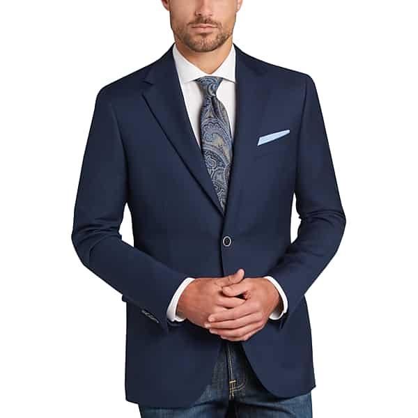 Joseph Abboud Big & Tall Men's Wool Slim Fit Blazer Blue/Postman - Size: 44 Extra Long TMW11N344414