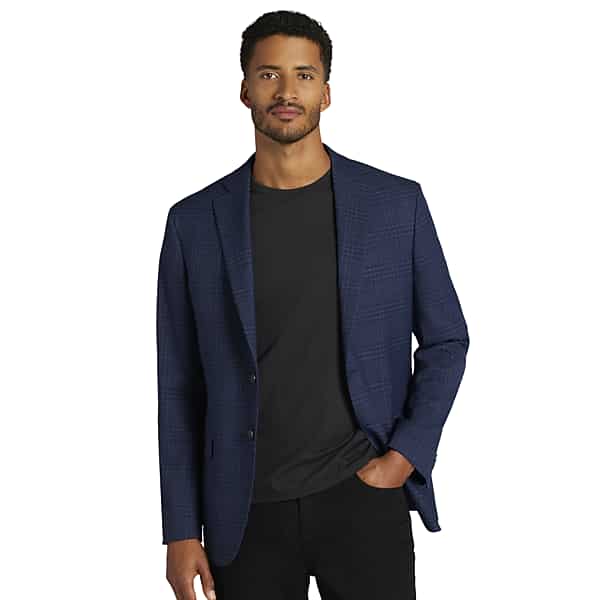 Awearness Kenneth Cole Men's Modern Fit Plaid Sport Coat Blue Plaid - Size: 40 Short TMW12AB40167