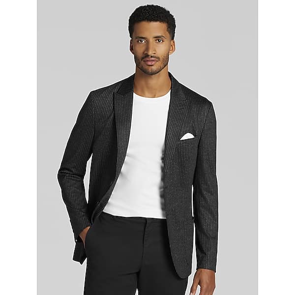 Awearness Kenneth Cole Men's Slim Fit Stripe Knit Sport Coat Black Basic Stripe - Size: 46 Short TMW12BY46132