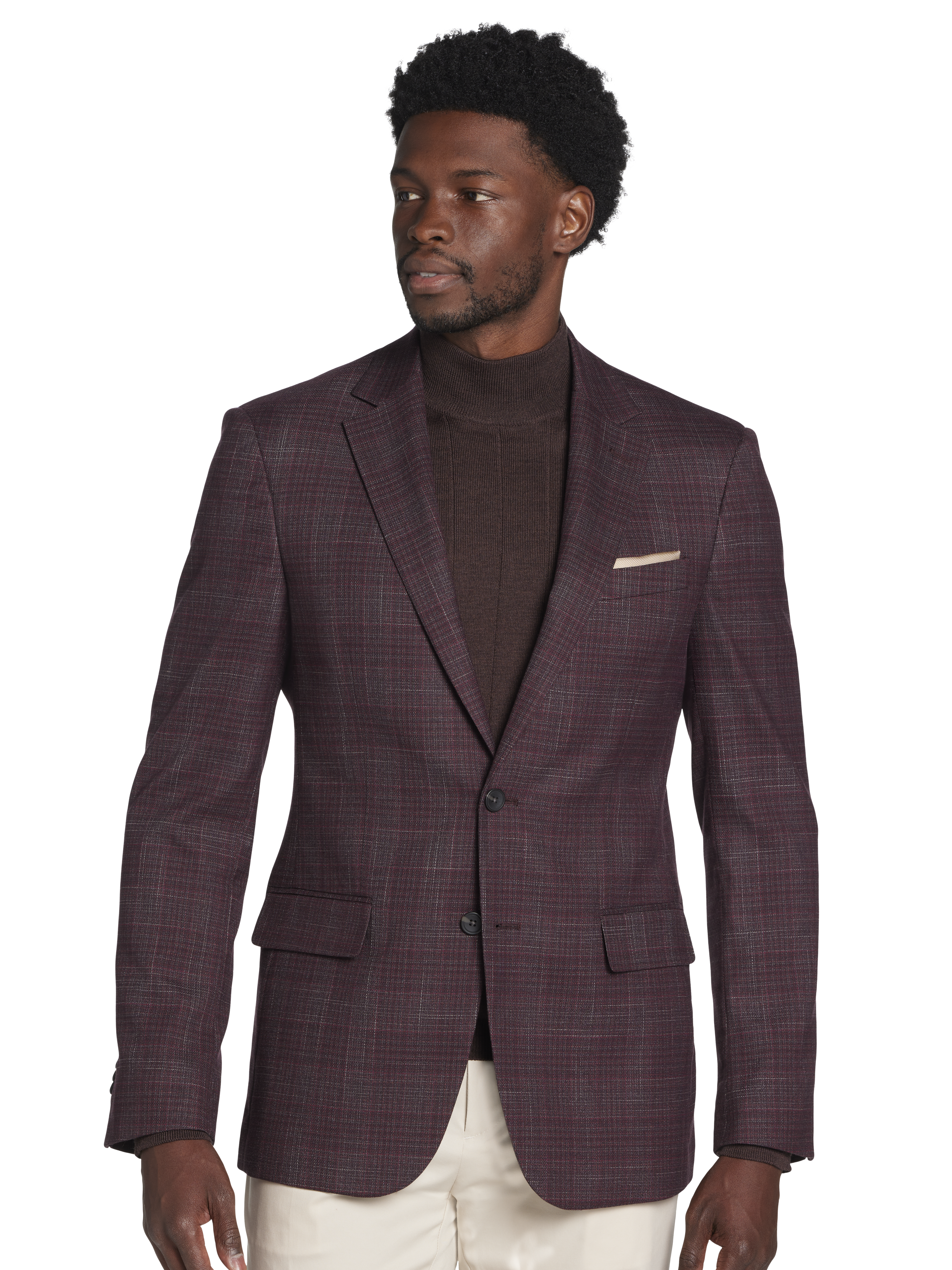 Modern Fit Plaid Sport Coat