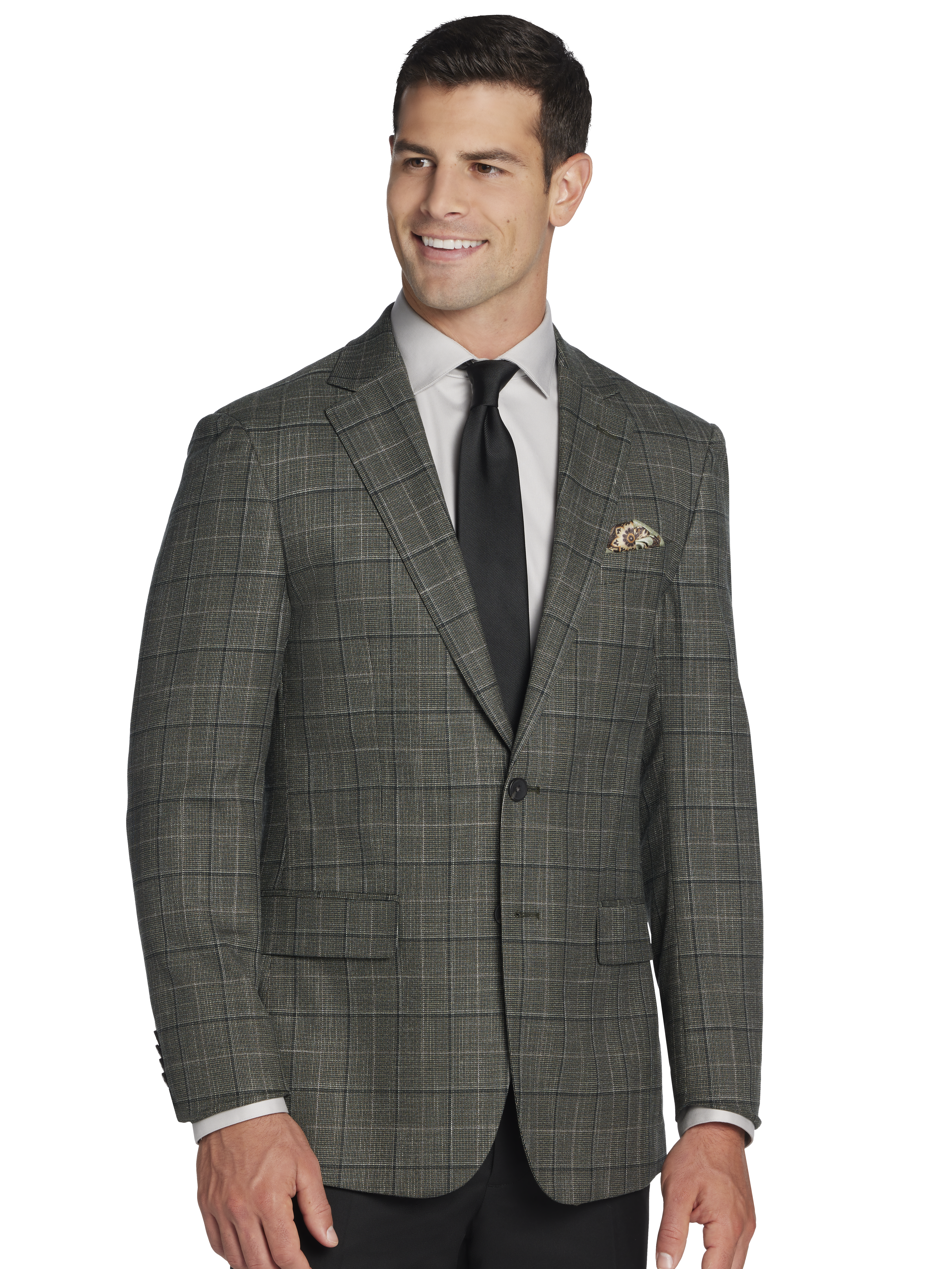 Modern Fit Windowpane Plaid Sport Coat