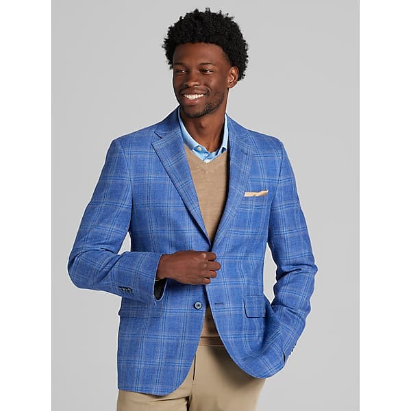 Joseph Abboud Men's Classic Fit Plaid Sport Coat Blue Plaid - Size: 50 Long TMW12NB50367