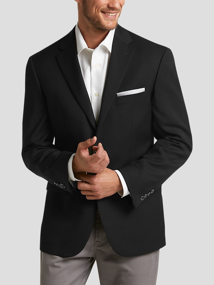 Black stretch no-lapels Blazer