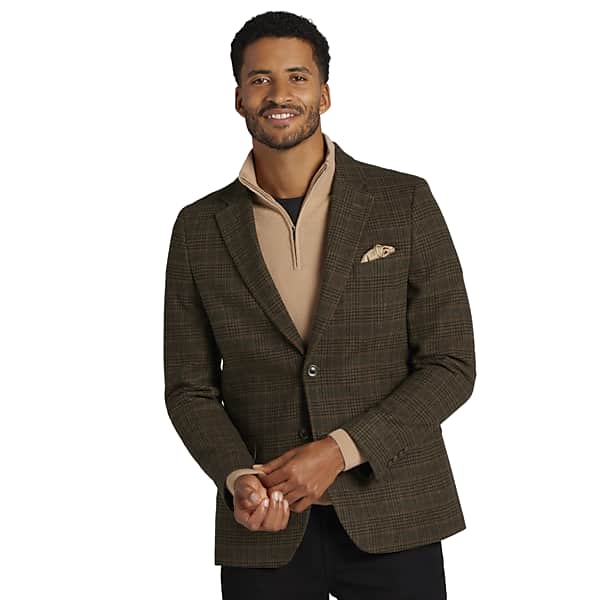 Nautica Big & Tall Men's Modern Fit Wool Blend Tweed Sport Coat Olive Plaid - Size: 48 Long TMW13LB48309