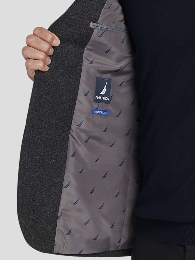 Nautica Modern Fit Tweed With Leather Elbow Patches Sport Coat