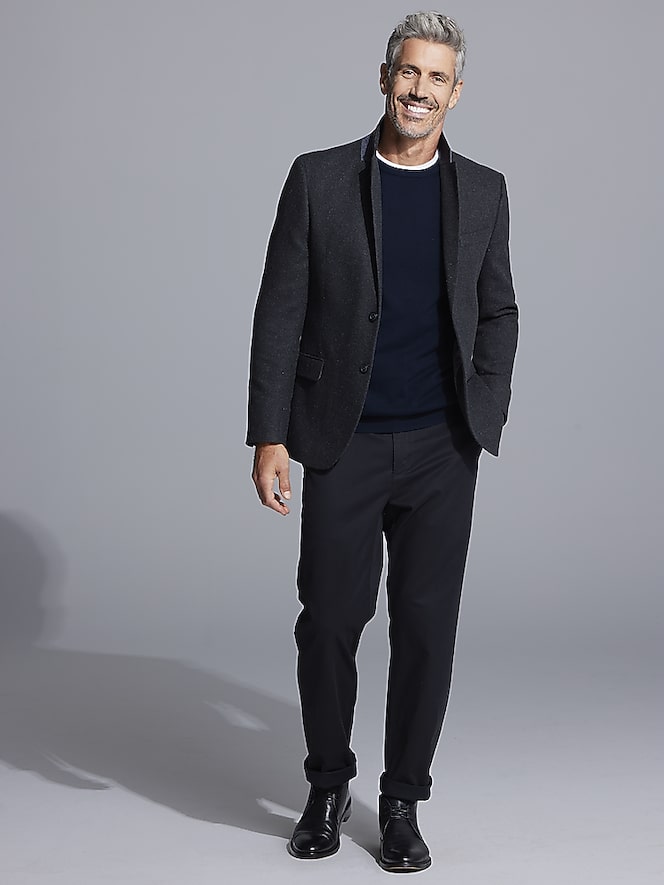 Nautica Modern Fit Tweed With Leather Elbow Patches Sport Coat