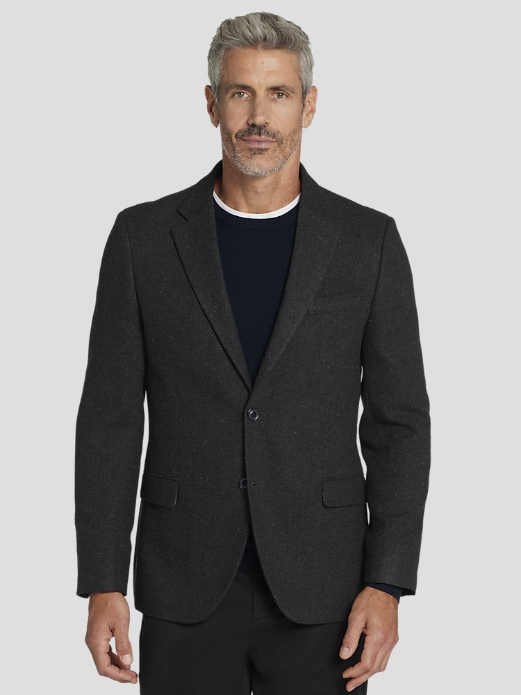 Nautica Modern Fit Solid Sport Coat, Charcoal Tweed - Gray | Men's
