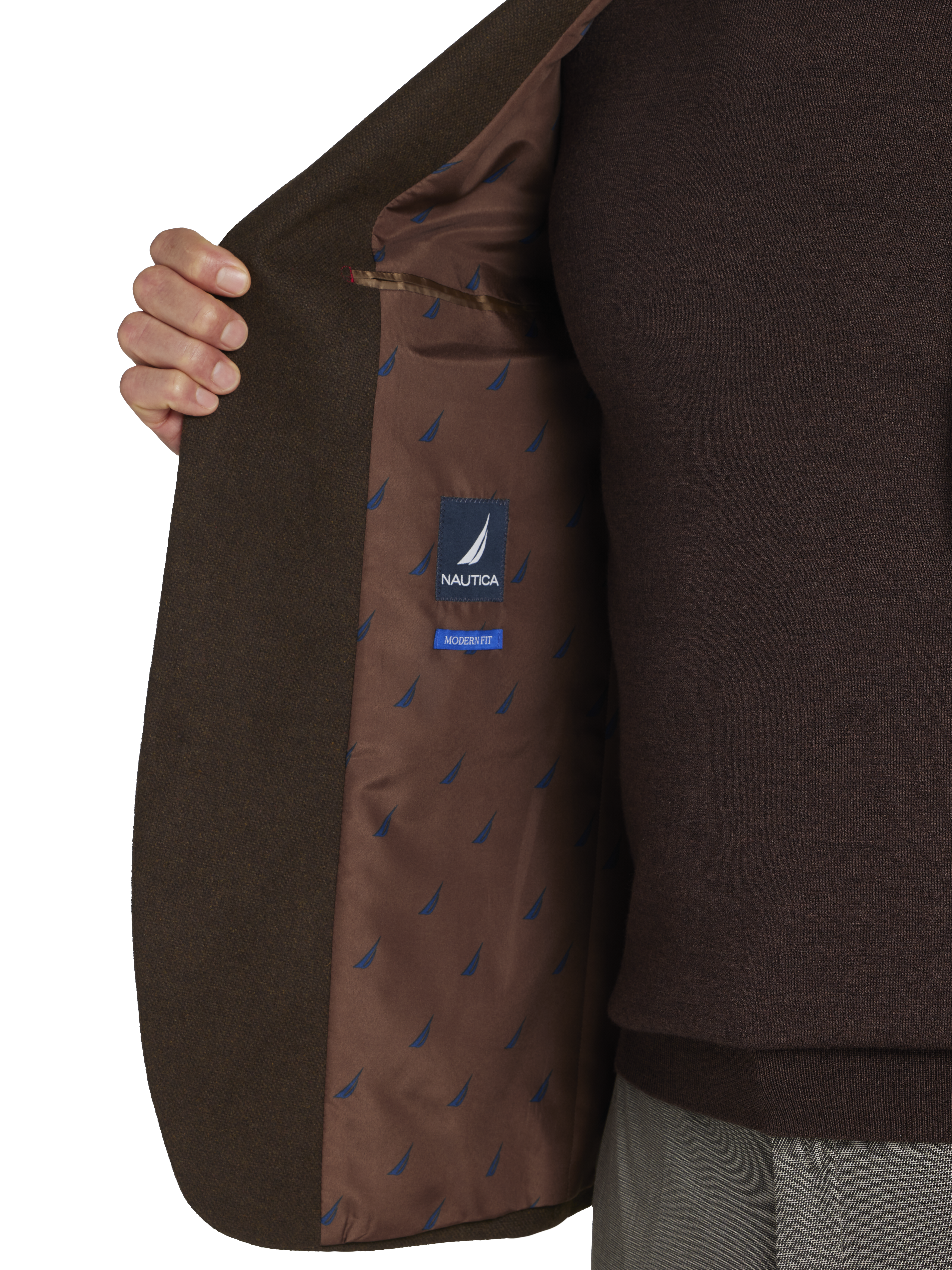 Modern Fit Tweed With Leather Elbow Patches Sport Coat