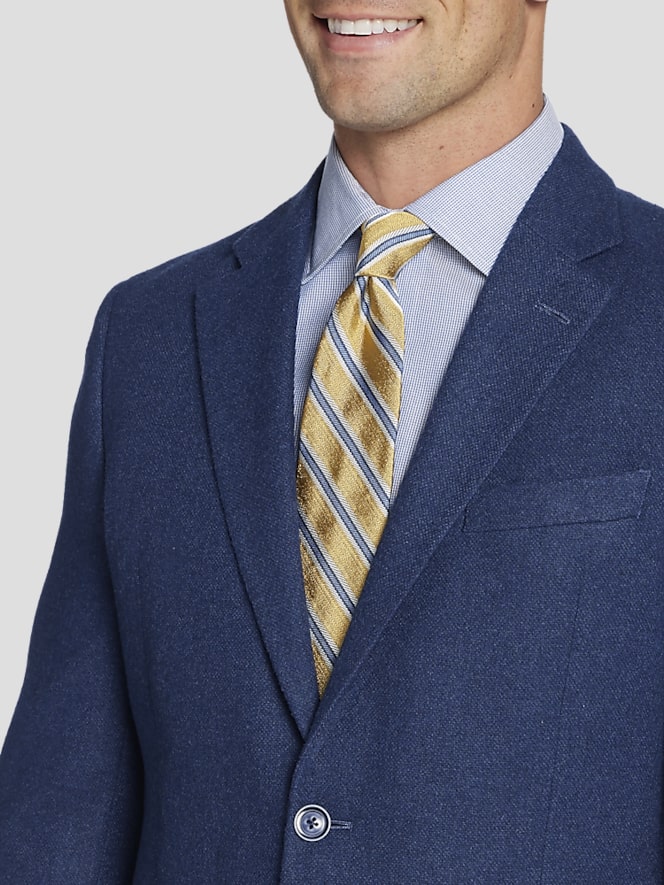 Nautica Modern Fit Tweed With Leather Elbow Patches Sport Coat, Navy Tweed - Image 2 of 5